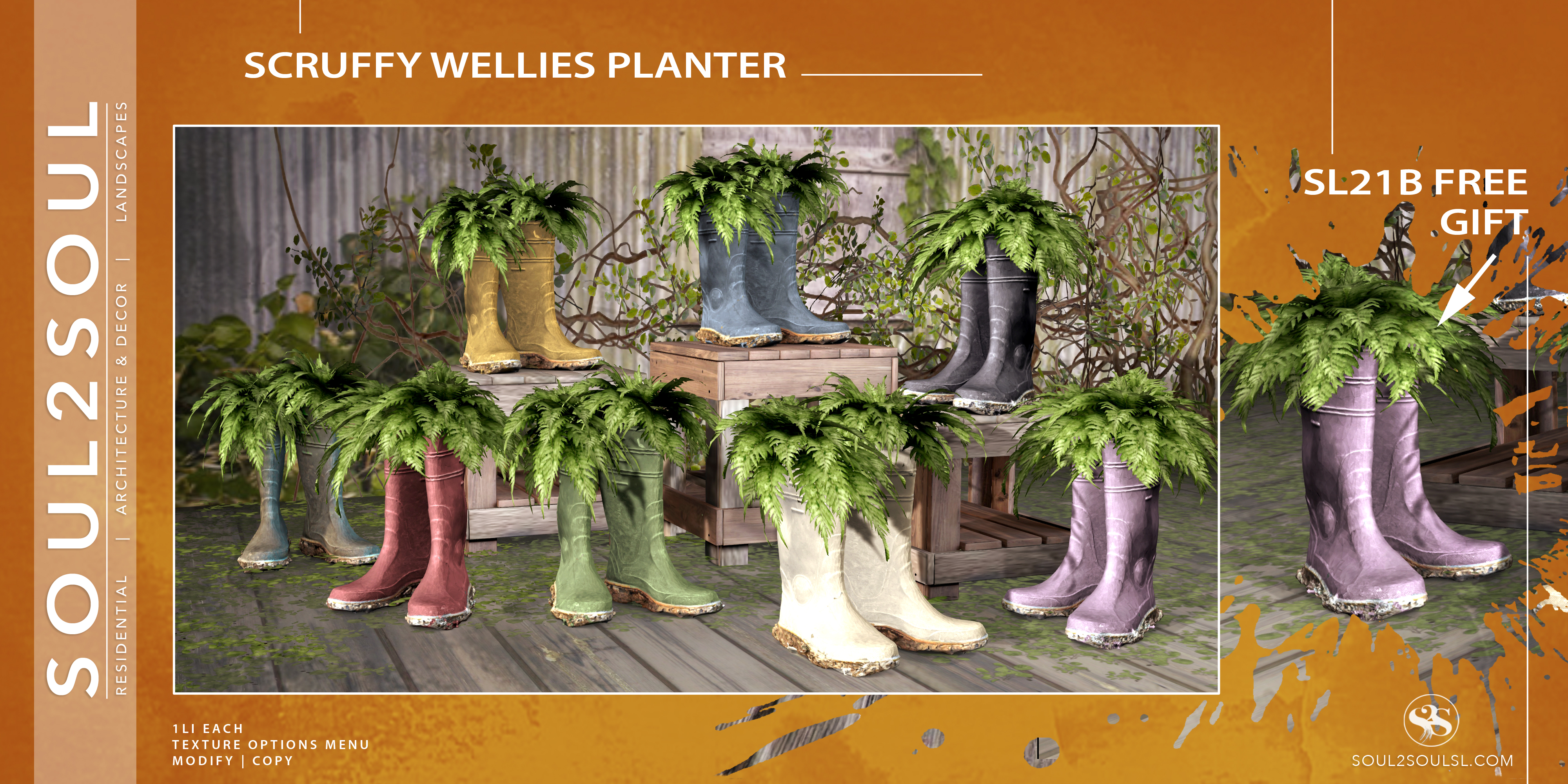 Scruffy Wellies Planter SL21B GIFT & Fatpack