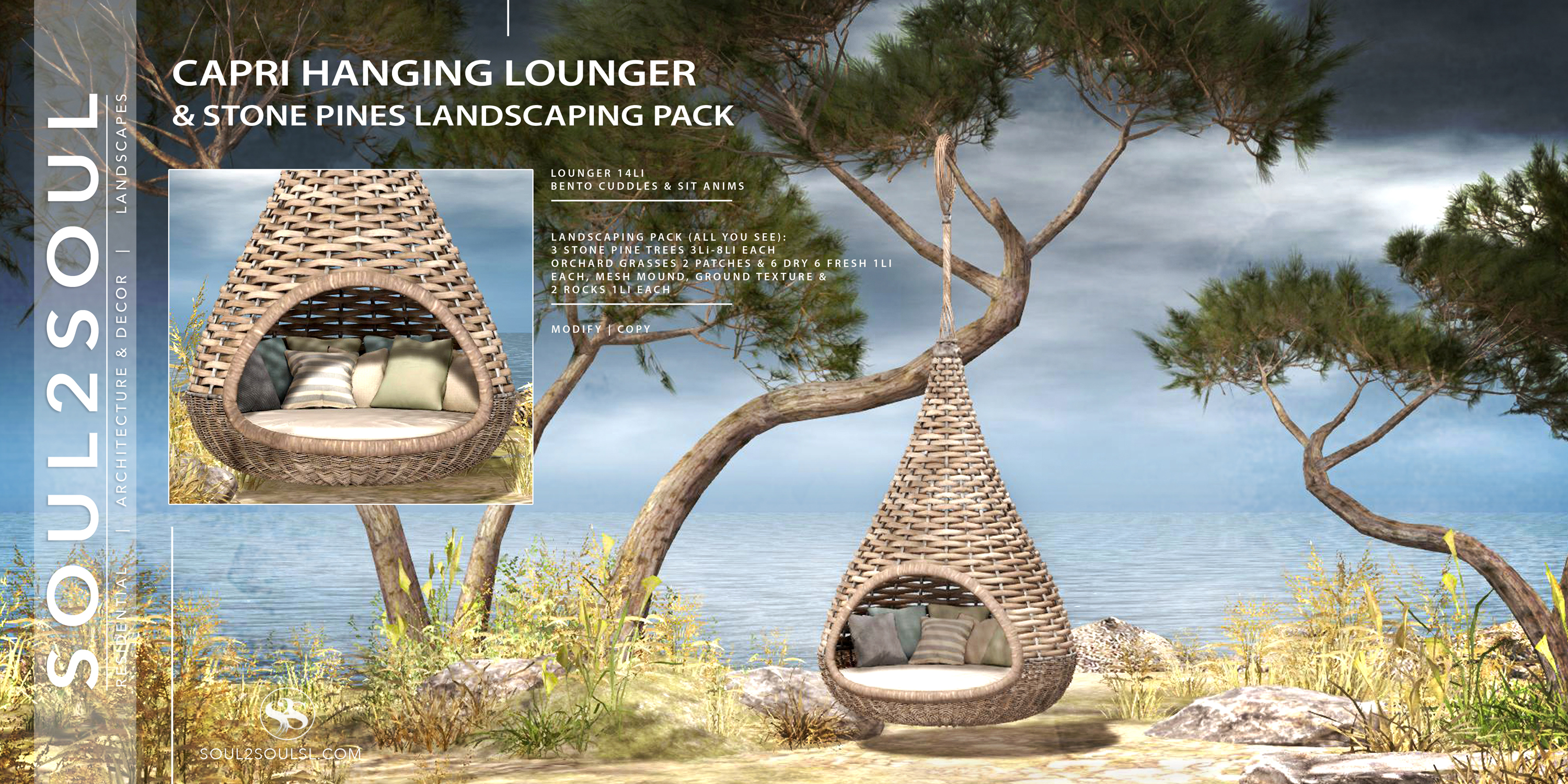 Capri Hanging Lounger & Stone Pines Landscaping Pack @ Access